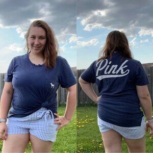 Victoria's Secret PINK | Short Sleeve Navy Pocket Tee Shirt | Size Large